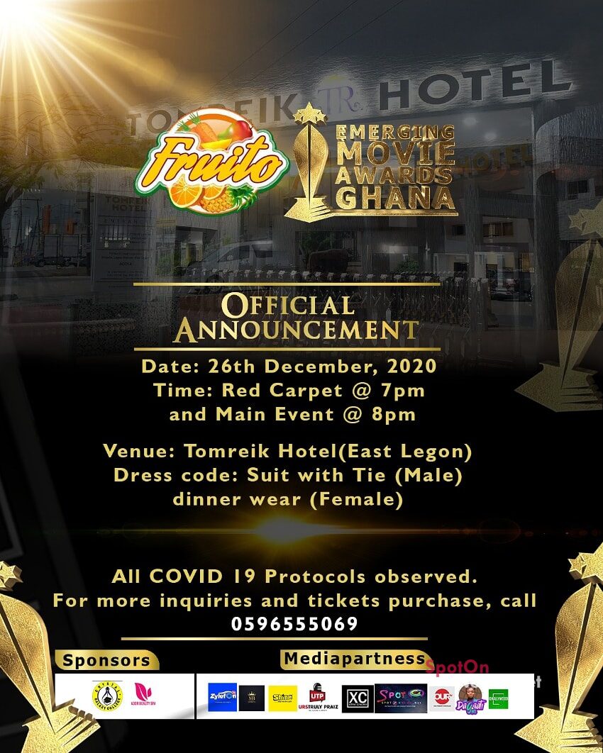 Fruito Emerging Movie Awards Ghana slated for December, 26 Fruito Emerging Movie Awards Ghana slated for December, 26