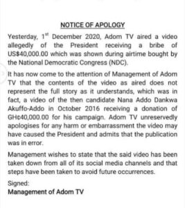 Adom TV apologises for airing