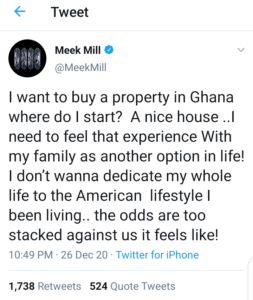 Meek Mill to settle in Ghana soon