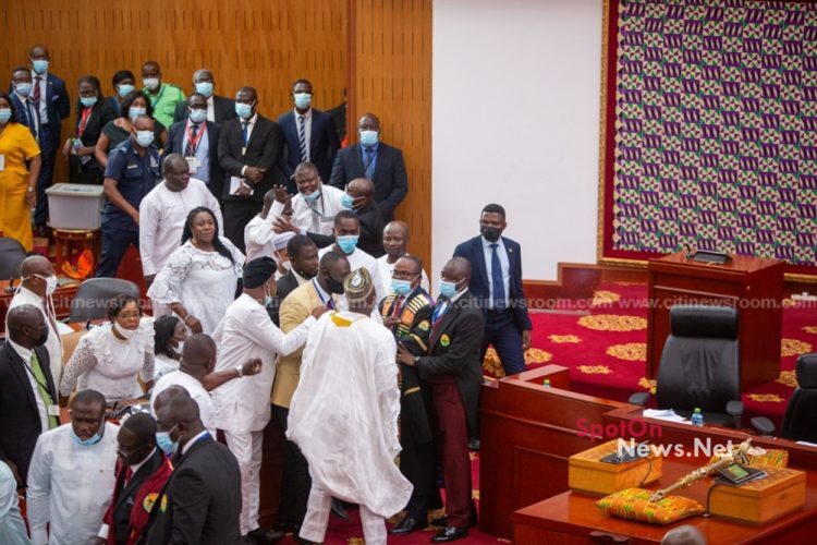 Chaos in Parliament as NDC Caucus rejects Clerk’s decision to bar injuncted Assin North MP-elect Chaos in Parliament as NDC Caucus rejects Clerk’s decision to bar injuncted Assin North MP-elect
