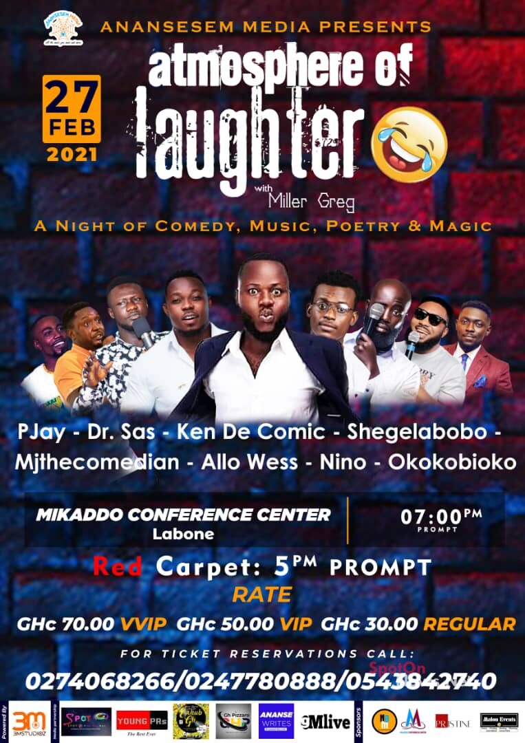 Miller Greg to set Labone on fire with  'Atmosphere of Laughter' comedy show